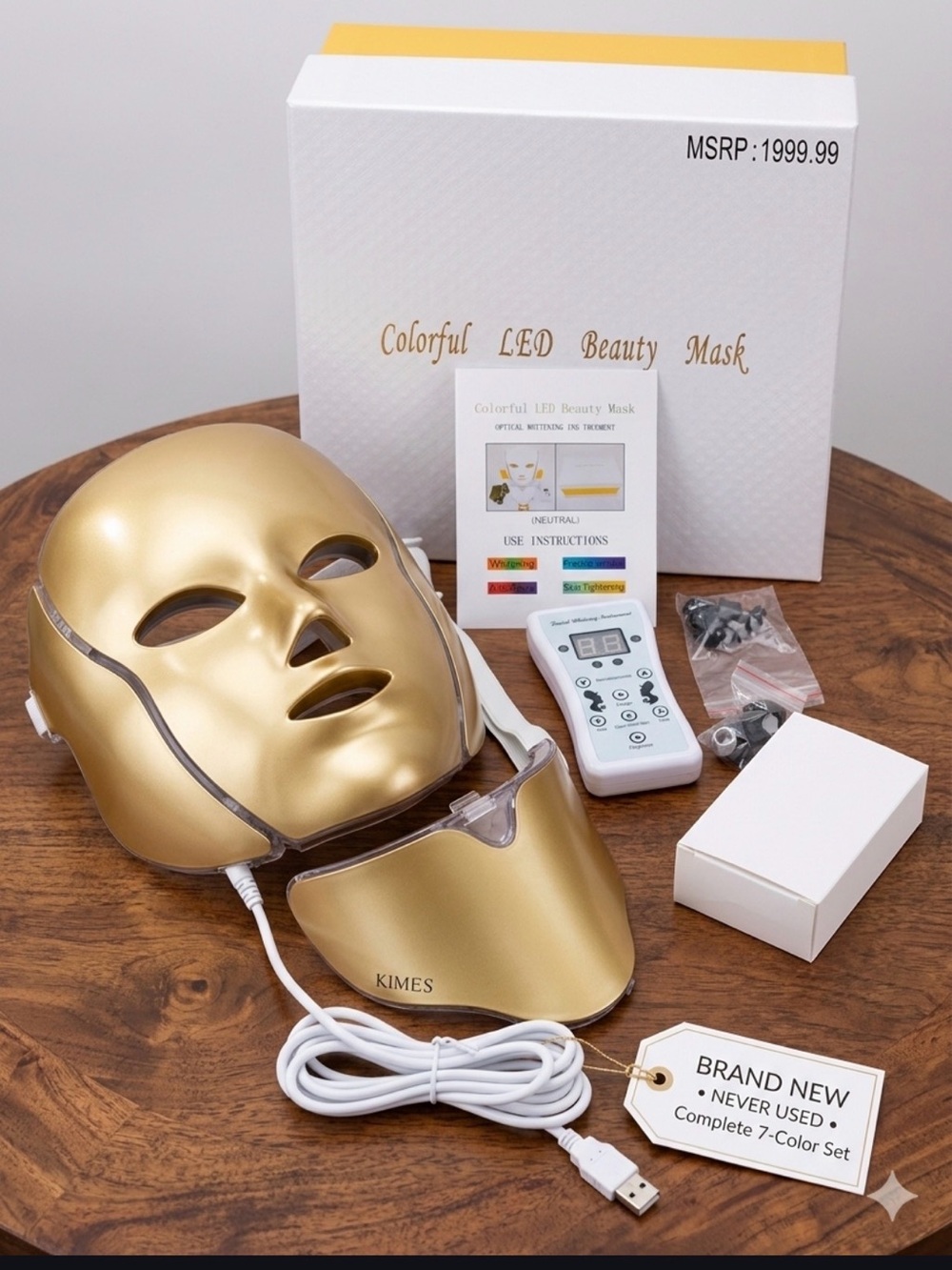 ✨ BRAND NEW 7-Color LED Facial & Neck Mask - Gold Skincare Set
